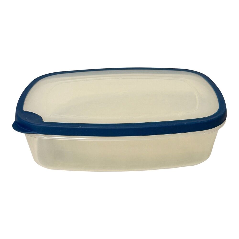 Rubbermaid 4-Liter “E” Container 1.1 Gallon Clear Blue Rim Lid Rectangular